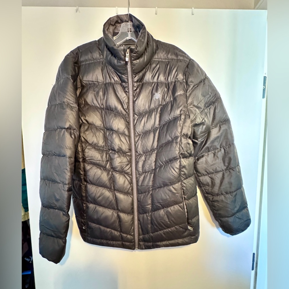 Spyder Mens Light Black Puffer Jacket Coat Size Medium